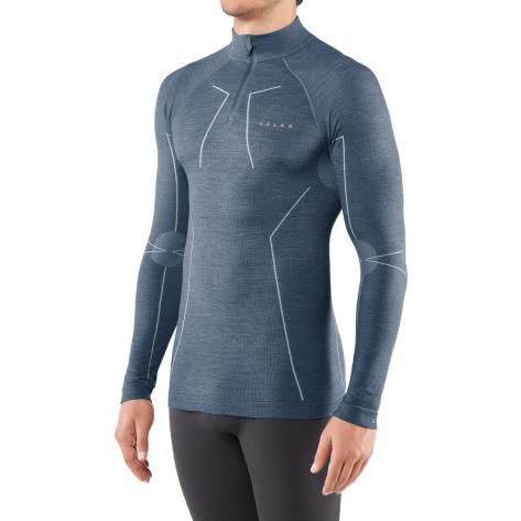 Falke Herren Langarmshirt Wool-Tech Zip Shirt 33410-6751 S Capitain | S