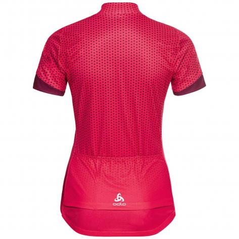 Odlo Damen Radtrikot Stand-up collar s/s full zip Essential 411951-30793 M Paradise Pink-Rasberry Fudg | M