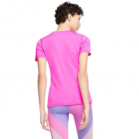 Nike Damen Trainingsshirt Pro Top SS All Over Mesh AO9951-623 M Active Fuchsia/White | M