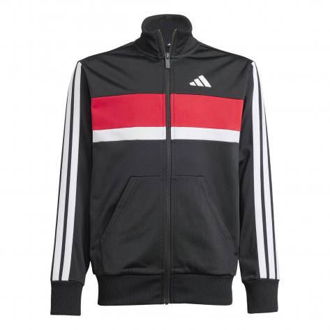 adidas Kinder Trainingsanzug J 3S Tiberio Track Suit JC7519 128 Black/White/Pure Ruby | 128