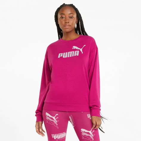 Puma Damen Sweatshirt ESS+ Metallic Logo Crew TR 848304-86 S Festival Fuchsia | S