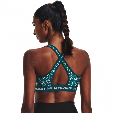 Under Armour Damen Sport BH Crossback Mid Print 1361042-716 S Tourmaline Teal | S