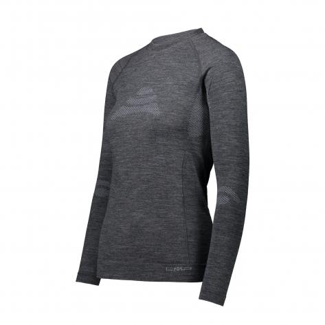 CMP Damen Langarmshirt Seamless Base Layer Sweat 39Y4006-U973 40/42 Nero Melange | 40/42