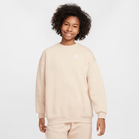 Nike Mädchen Pullover Club Fleece Sweatshirt FD2923-126 158-170 Sanddrift/White | 158-170
