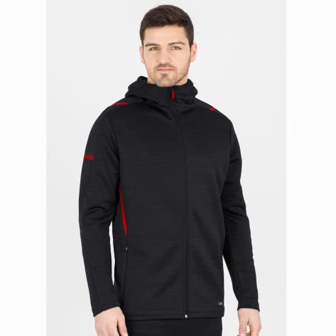 Jako Herren Freizeitjacke Challenge mit Kapuze 9821-502 XXL Schwarz Meliert/Rot | XXL
