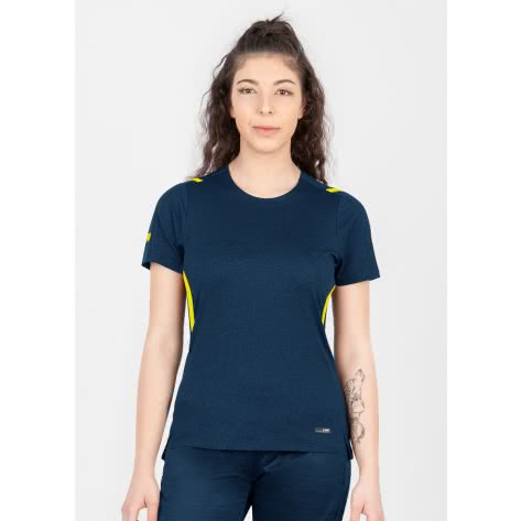 Jako Damen T-Shirt Challenge 6121-512 44 Marine Meliert/Neongelb | 44