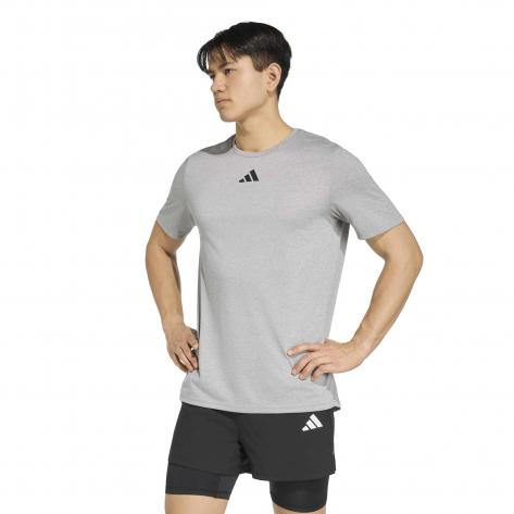 adidas Herren T-Shirt M SS Pregame A JX4455 XL Medium Grey Heather/Black | XL