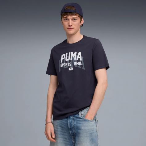 Puma Herren T-Shirt Graphic Varsity Tee 688035-16 M New Navy | M