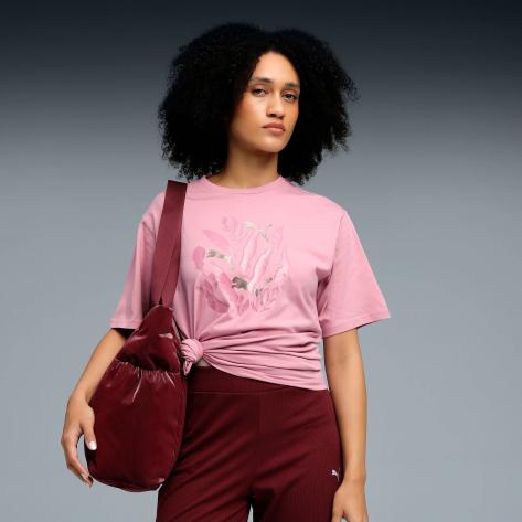 Puma Damen T-Shirt Graphic Relaxed Leaf Tee 688165-65 M Poised Pink | M