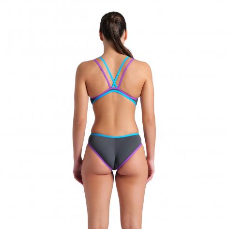 Arena Damen Badeanzug W ARENA ONE DOUBLE CROSS BACK 004732-598 40 Asphalt-Purple-Turquoise | 40