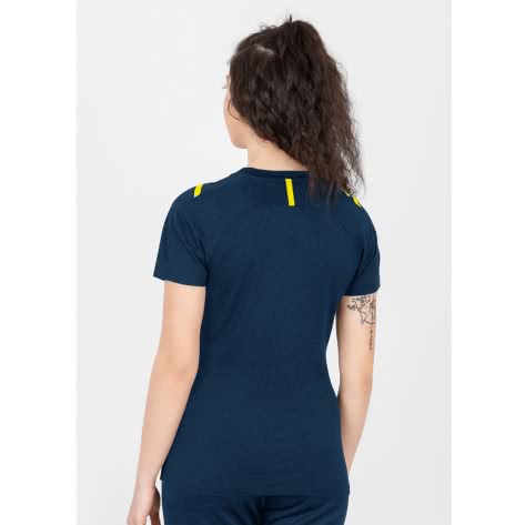 Jako Damen T-Shirt Challenge 6121-512 44 Marine Meliert/Neongelb | 44