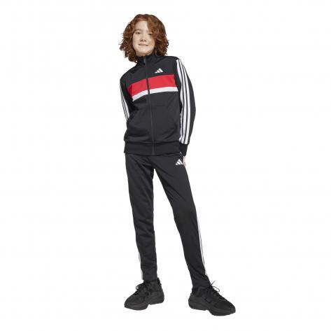 adidas Kinder Trainingsanzug J 3S Tiberio Track Suit JC7519 128 Black/White/Pure Ruby | 128