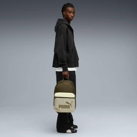 Puma PHASE COLOR BLOCK Backpack 091175-05 Dark Olive-Lux Army-Colorblock | One size