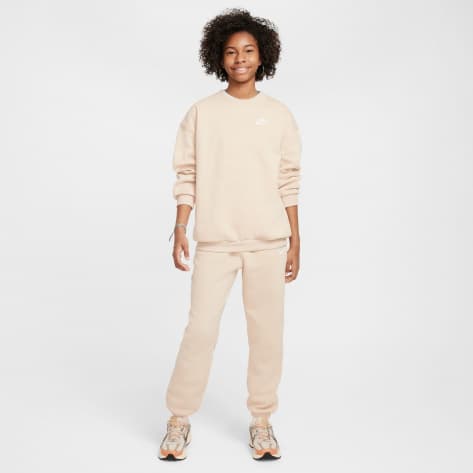 Nike Mädchen Pullover Club Fleece Sweatshirt FD2923-126 158-170 Sanddrift/White | 158-170