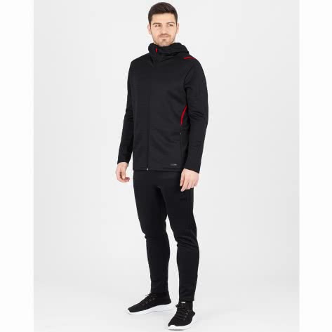 Jako Herren Freizeitjacke Challenge mit Kapuze 9821-502 XXL Schwarz Meliert/Rot | XXL