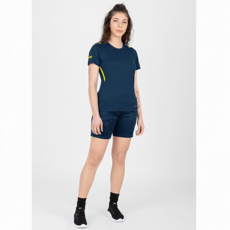 Jako Damen T-Shirt Challenge 6121-512 44 Marine Meliert/Neongelb | 44