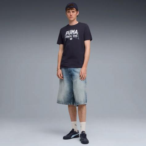 Puma Herren T-Shirt Graphic Varsity Tee 688035-16 M New Navy | M