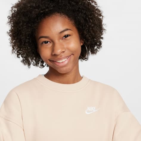 Nike Mädchen Pullover Club Fleece Sweatshirt FD2923-126 158-170 Sanddrift/White | 158-170