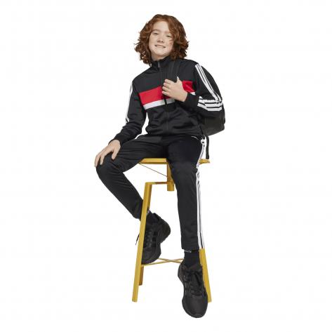 adidas Kinder Trainingsanzug J 3S Tiberio Track Suit JC7519 128 Black/White/Pure Ruby | 128