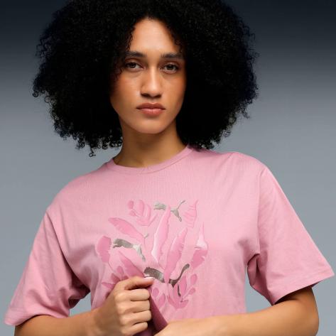 Puma Damen T-Shirt Graphic Relaxed Leaf Tee 688165-65 M Poised Pink | M