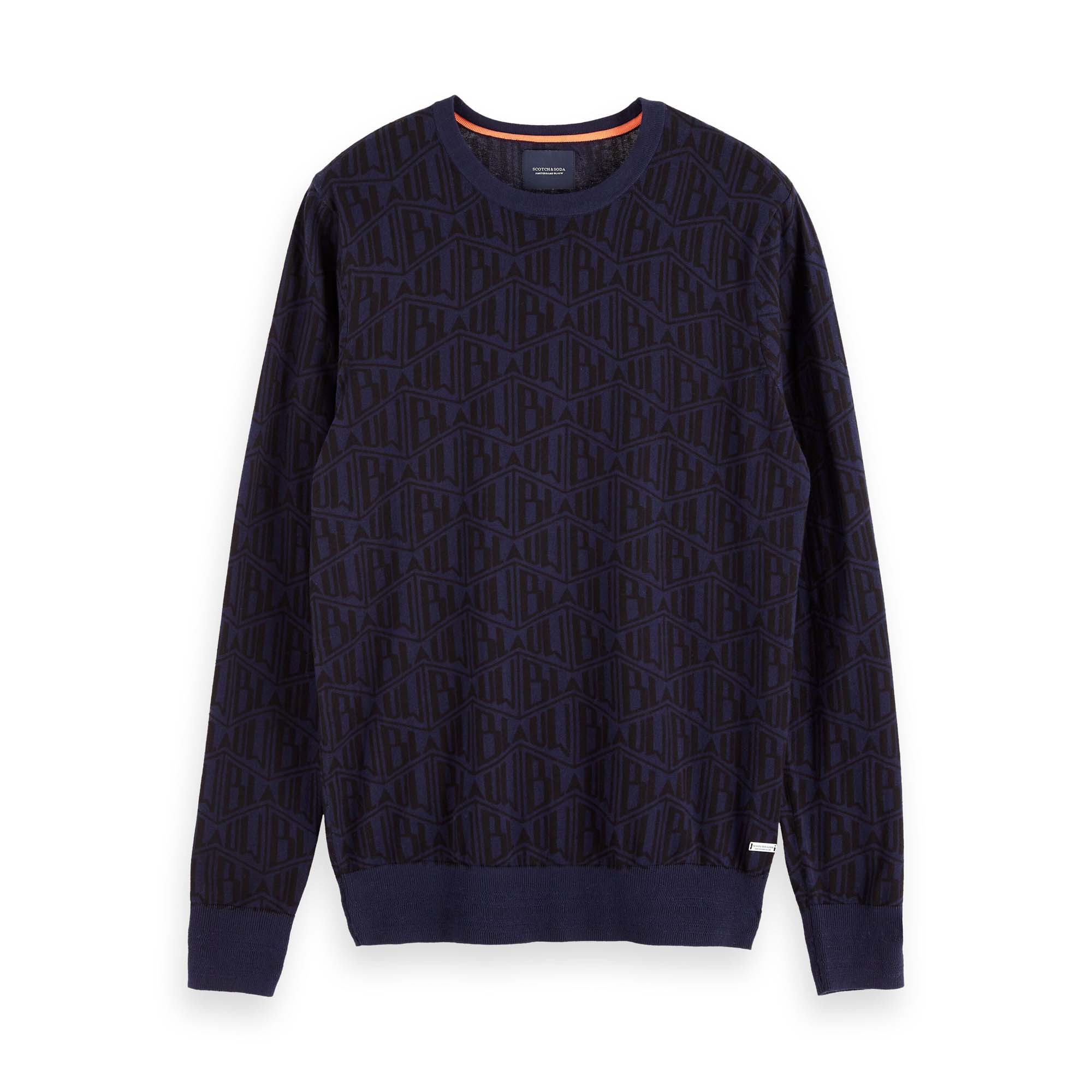 Scotch - Soda Herren Pullover Ams Blauw Allover Print 153635 11090₽