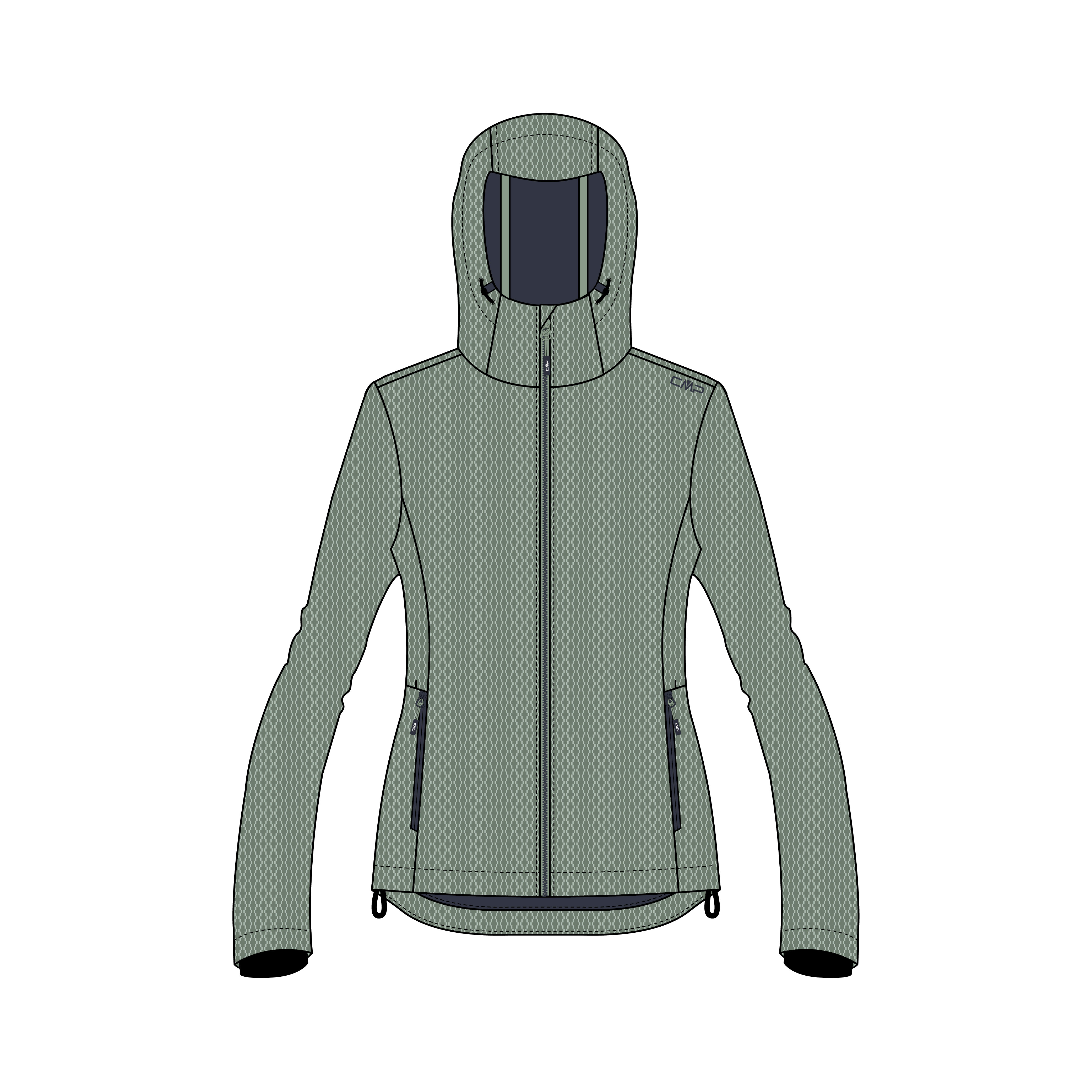 ЖЕНСКАЯ КУРТКА CMP Damen Softshelljacke С ФИКСИРОВАННЫМ КАПЮШОНОМ 34A3096