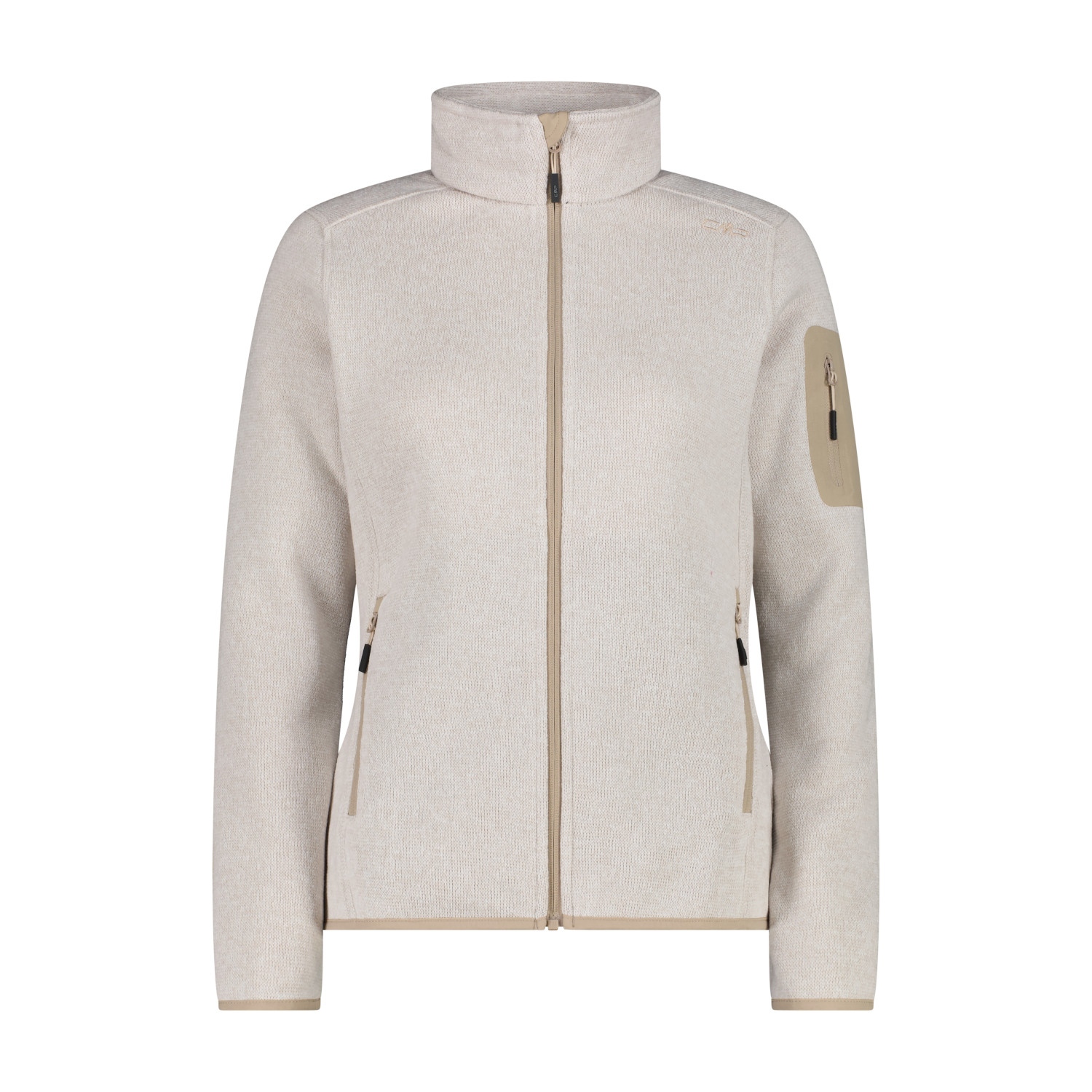 Трикотажная меланжевая флисовая куртка Damen Jacke CMP 3H14746 бежевого цвета