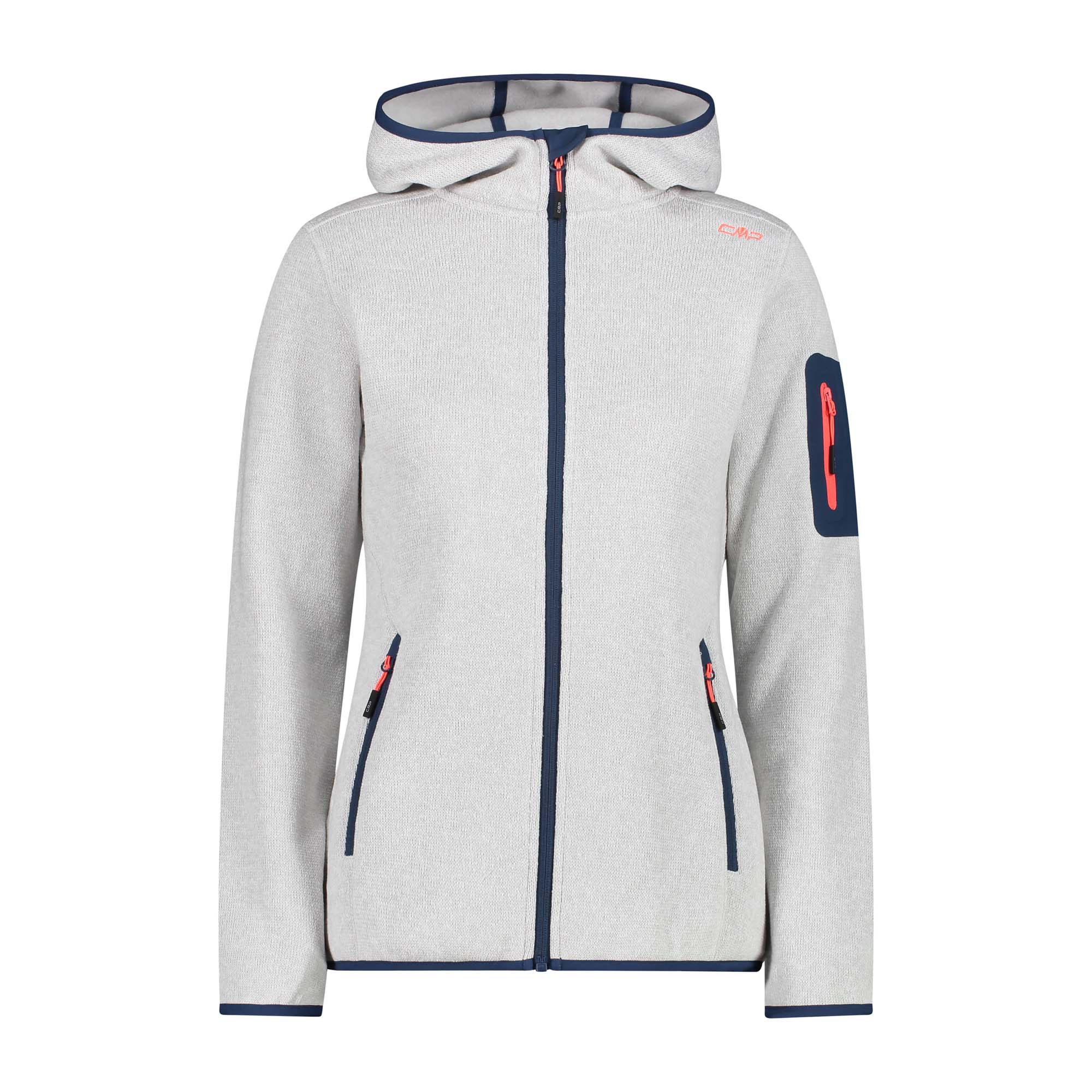 Трикотажная меланжевая толстовка Damen Jacke CMP 3H19826 Weiß