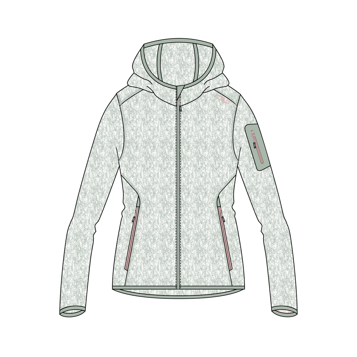 Трикотажная меланжевая толстовка CMP Damen Jacke 3H19826 Grün