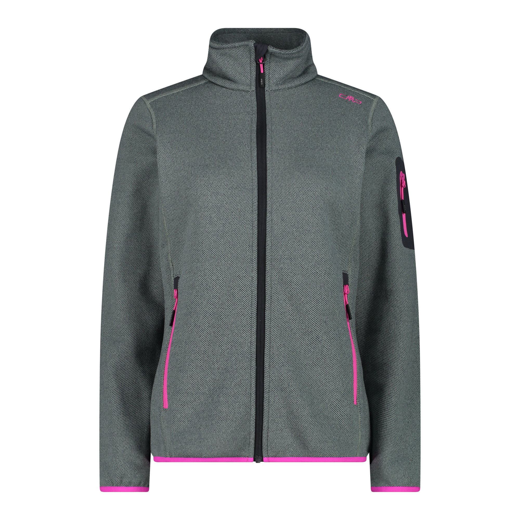 CMP Damen Jacke Knitted Melange Fleece Jacket 3H14746 Grau