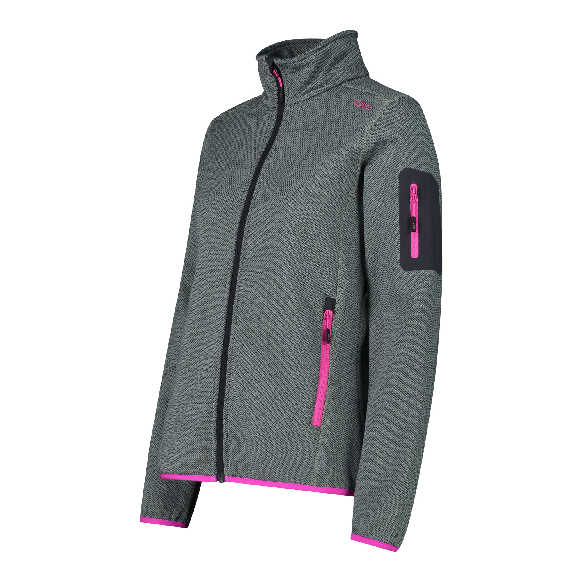 CMP Damen Jacke Knitted Melange Fleece Jacket 3H14746 Grau